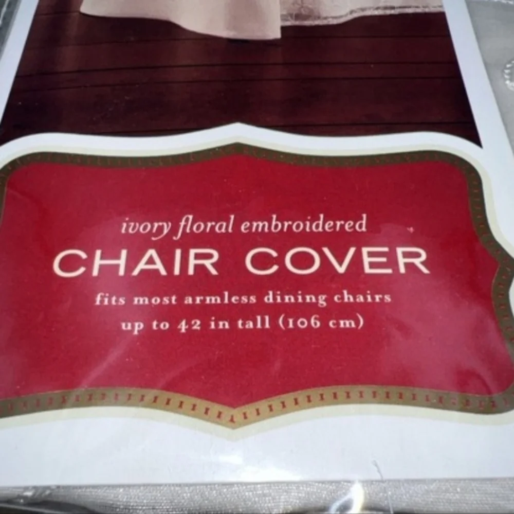 Chair Slip Cover Elegant Cream Floral Embroidered Beaded